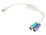 Cable - Connectique Pour Peripherique Adaptateur USB PS2 femelle x2 USB A prise male - Blanc