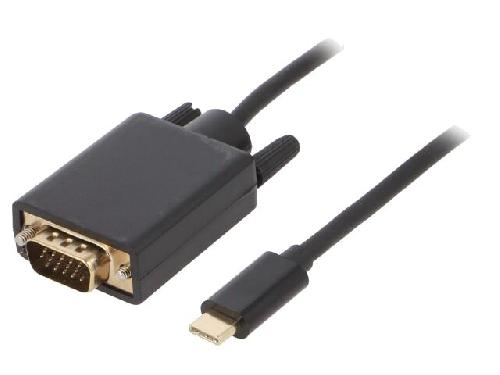 Cable - Connectique Pour Peripherique Adaptateur VGA D-Sub 15pin HD male vers USB C male 1.8m noir
