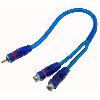 Adaptateurs et fiches RCA Adaptateur Y RCA - 1 RCA Male 2 RCA Femelles - 15cm - bleu