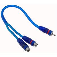 Adaptateurs et fiches RCA Adaptateur Y RCA - 1 RCA Male 2 RCA Femelles 15cm - bleu RCAHQY12