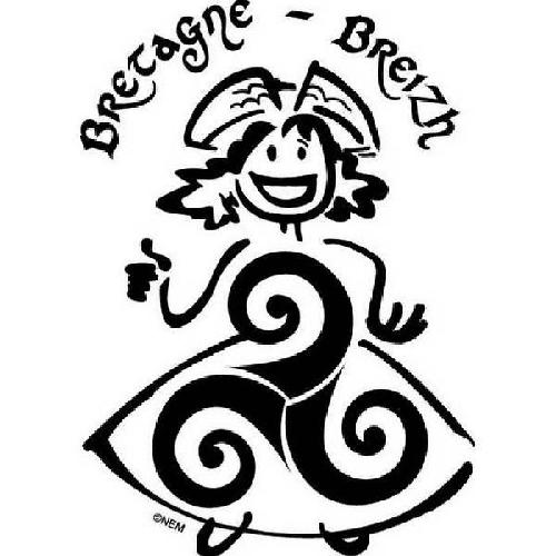 Stickers Monocouleurs Adhesif Bigoudene Pont Aven Bretagne Breizh - Transparent - Resistant - Noir - 11 x 6.5cm