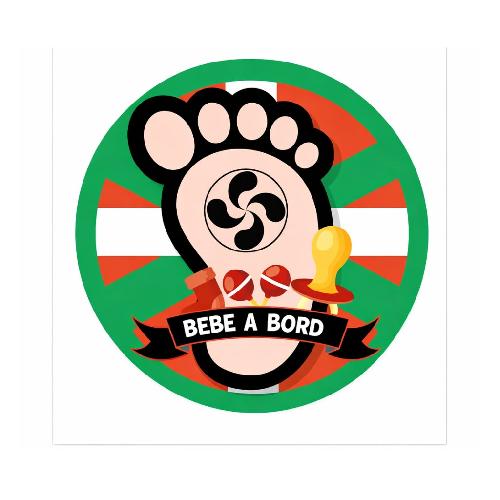 Stickers Multi-couleurs Adhesif Pre Decoupe Bebe A Bord - Croix Basque X1