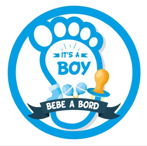 Stickers Multi-couleurs Adhesif Pre Decoupe Bebe A Bord - It'S A Boy X1 D 8 Cm