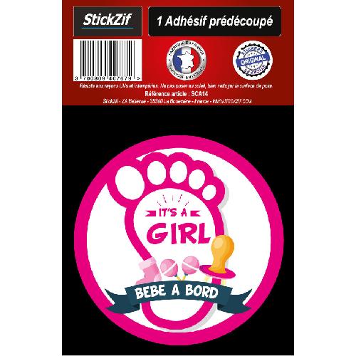 Stickers Multi-couleurs Adhesif Pre Decoupe Bebe A Bord - It'S A Girl X1 D8 Cm