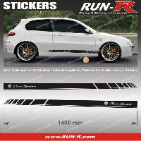 Adhesifs Alfa Romeo 2 stickers compatible avec ALFA ROMEO 140 cm - NOIR lettres CHROMES - Run-R