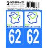 Adhesifs & Stickers 10x Autocollant departement 62 - HAUTS DE France