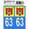 Adhesifs & Stickers 10x Autocollant departement 63 - BLASON AUVERGNE