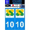 Adhesifs & Stickers 2 autocollants Region Departement 10