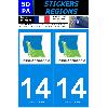Adhesifs & Stickers 2 autocollants Region Departement 14