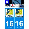 Adhesifs & Stickers 2 autocollants Region Departement 16