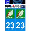 Adhesifs & Stickers 2 autocollants Region Departement 23