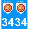 Adhesifs & Stickers 2 autocollants Region Departement 34 version 2