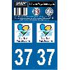 Adhesifs & Stickers 2 autocollants Region Departement 37
