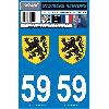 Adhesifs & Stickers 2 autocollants Region Departement 59 -Lion des Flandres