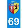 Adhesifs & Stickers 2 autocollants Region Departement 69 version 2