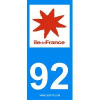 Adhesifs & Stickers 2 autocollants Region Departement 92 Adhesifs & Stickers 2 autocollants Region Departement 92