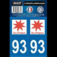 Adhesifs & Stickers 2 autocollants Region Departement 93 Adhesifs & Stickers 2 autocollants Region Departement 93