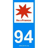 Adhesifs & Stickers 2 autocollants Region Departement 94 Adhesifs & Stickers 2 autocollants Region Departement 94