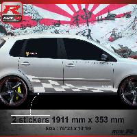 Adhesifs & Stickers Auto 007A Sticker GTRS compatible avec VOLKSWAGEN POLO 9N Argent - Run-R