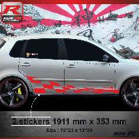 Adhesifs & Stickers Auto 007R Sticker GTRS compatible avec VOLKSWAGEN POLO 9N Rouge - Run-R