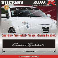 Adhesifs & Stickers Auto 1 pare-soleil compatible avec Alfa Romeo CUORE SPORTIVO 125 cm - NOIR lettres ARGENT - Run-R