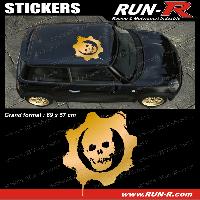 Adhesifs & Stickers Auto 1 sticker de toit TETE DE MORT 69 cm - DORE - TOUS VEHICULES - Run-R