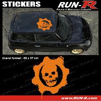 Adhesifs & Stickers Auto 1 sticker de toit TETE DE MORT 69 cm - ORANGE - TOUS VEHICULES - Run-R
