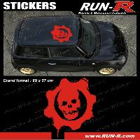 Adhesifs & Stickers Auto 1 sticker de toit TETE DE MORT 69 cm - ROUGE - TOUS VEHICULES - Run-R