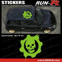 Adhesifs & Stickers Auto 1 sticker de toit TETE DE MORT 69 cm - VERT - TOUS VEHICULES - Run-R