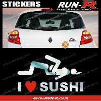 Adhesifs & Stickers Auto 1 sticker I LOVE SUSHI 12 cm - CHROME - Run-R