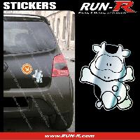 Adhesifs & Stickers Auto 1 sticker VACHE COOL 12 cm - CHROME - Run-R