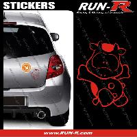 Adhesifs & Stickers Auto 1 sticker VACHE COOL 12 cm - ROUGE - Run-R