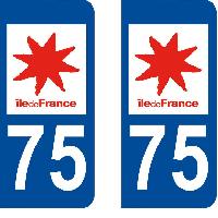 Adhesifs & Stickers Auto 10x Autocollant departement 75 - PARIS -x2-