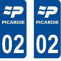 Adhesifs & Stickers Auto 10x Autocollants Departement 02 - PICARDIE X2