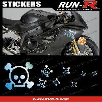 Adhesifs & Stickers Auto 16 stickers tete de mort SKULL RAIN - CHROME - Run-R