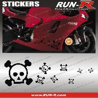 Adhesifs & Stickers Auto 16 stickers tete de mort SKULL RAIN - NOIR - Run-R