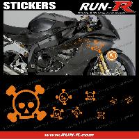 Adhesifs & Stickers Auto 16 stickers tete de mort SKULL RAIN - ORANGE - Run-R