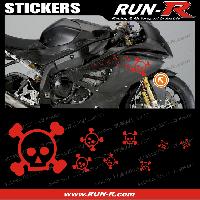 Adhesifs & Stickers Auto 16 stickers tete de mort SKULL RAIN - ROUGE - Run-R