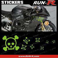 Adhesifs & Stickers Auto 16 stickers tete de mort SKULL RAIN - VERT - Run-R