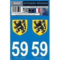 Adhesifs & Stickers Auto 2 autocollants Region Departement 59 -Lion des Flandres