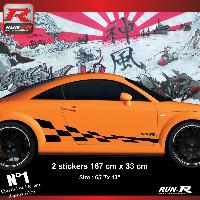 Adhesifs & Stickers Auto 2 stickers bas de caisse 00CFN damier compatible avec Audi TT MK1 - Noir - Run-R