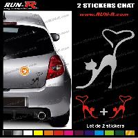 Adhesifs & Stickers Auto 2 stickers CHAT 9 cm - DIVERS COLORIS - Run-R