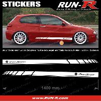 Adhesifs & Stickers Auto 2 stickers compatible avec ALFA ROMEO 140 cm - BLANC lettres NOIRES - Run-R