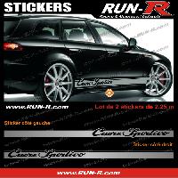 Adhesifs & Stickers Auto 2 stickers compatible avec Alfa Romeo CUORE SPORTIVO 225 cm - ARGENT - Run-R