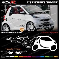 Adhesifs & Stickers Auto 2 stickers compatible avec SMART 27 cm - BLANC - Run-R