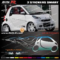 Adhesifs & Stickers Auto 2 stickers compatible avec SMART 27 cm - CHROME - Run-R