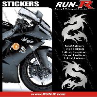 Adhesifs & Stickers Auto 2 stickers DRAGON 10 cm - ARGENT - Run-R