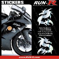 Adhesifs & Stickers Auto 2 stickers DRAGON 10 cm - CHROME - Run-R
