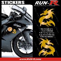 Adhesifs & Stickers Auto 2 stickers DRAGON 10 cm - DORE - Run-R