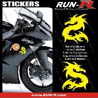 Adhesifs & Stickers Auto 2 stickers DRAGON 10 cm - JAUNE - Run-R